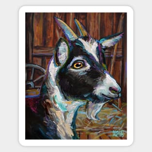 Cute Baby Goat in a Barn Sticker